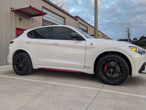 Alfa Romeo Stelvio Quadrifoglio Side Skirt Trim Kit - Carbon Fiber - Red Candy
